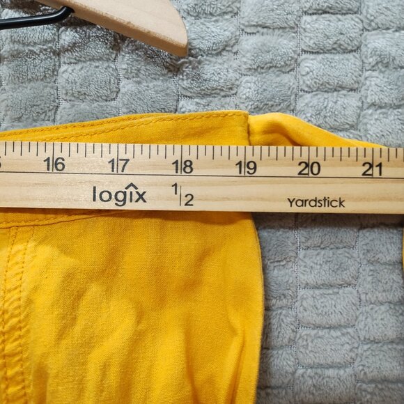 a.n.a-Midi Wrap Skirt Mustard Yellow-Buttons-Pockets-Linen Blend-Size 20T - Picture 9 of 9